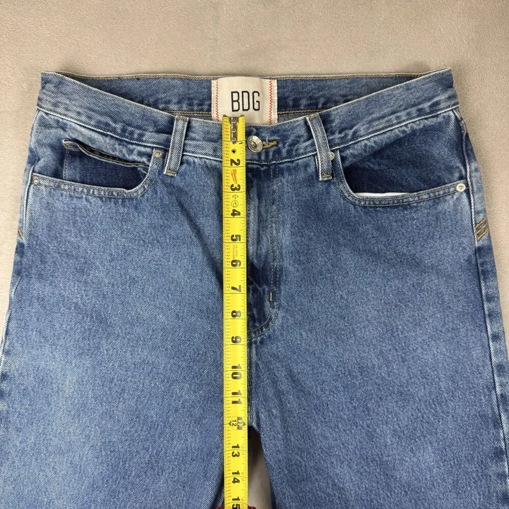BDG Skate Fit Jeans Men's 32/32 Blue Raw Hem Distressed Faded Cotton